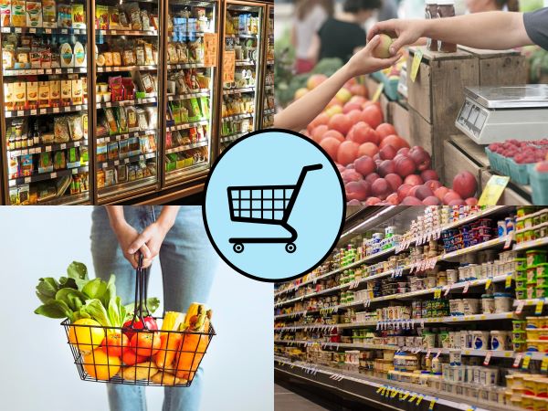 Gesund einkaufen: Supermarkt, Obst und Gemüse, Milchprodukte